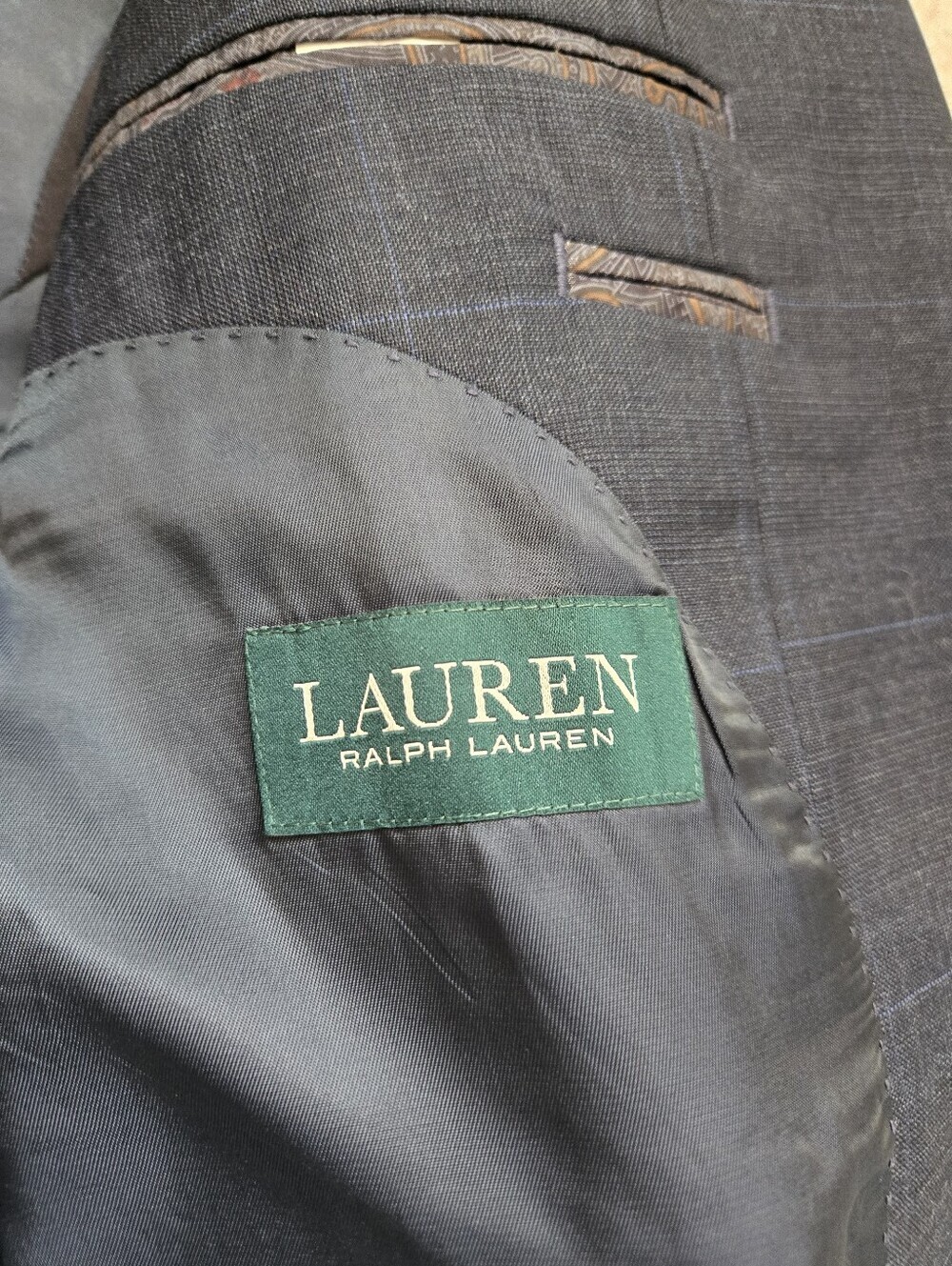 Lauren Ralph Lauren Navy Windowpane 100% Wool Blazer. 44R - Picture 11 of 16